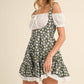 IST5524 EYELET TOP AND FLORAL SUSPENDER DRESS SET: