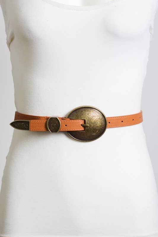 Bestseller! - Oval Embossed Vintage Buckle Belt 🤠: Camel