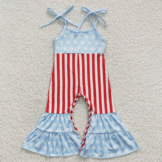 Baby Girls 4th Of July Stars Bell Bottom Jumpsuits: 12-18M
