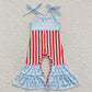 Baby Girls 4th Of July Stars Bell Bottom Jumpsuits: 2T