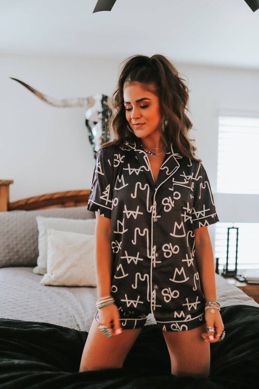 Black Brand Pajama Set: Medium