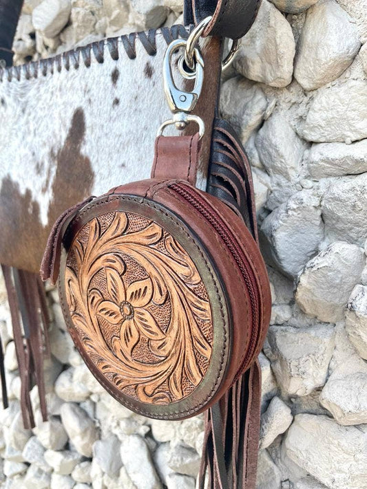 Tooled leather Mini Pouch