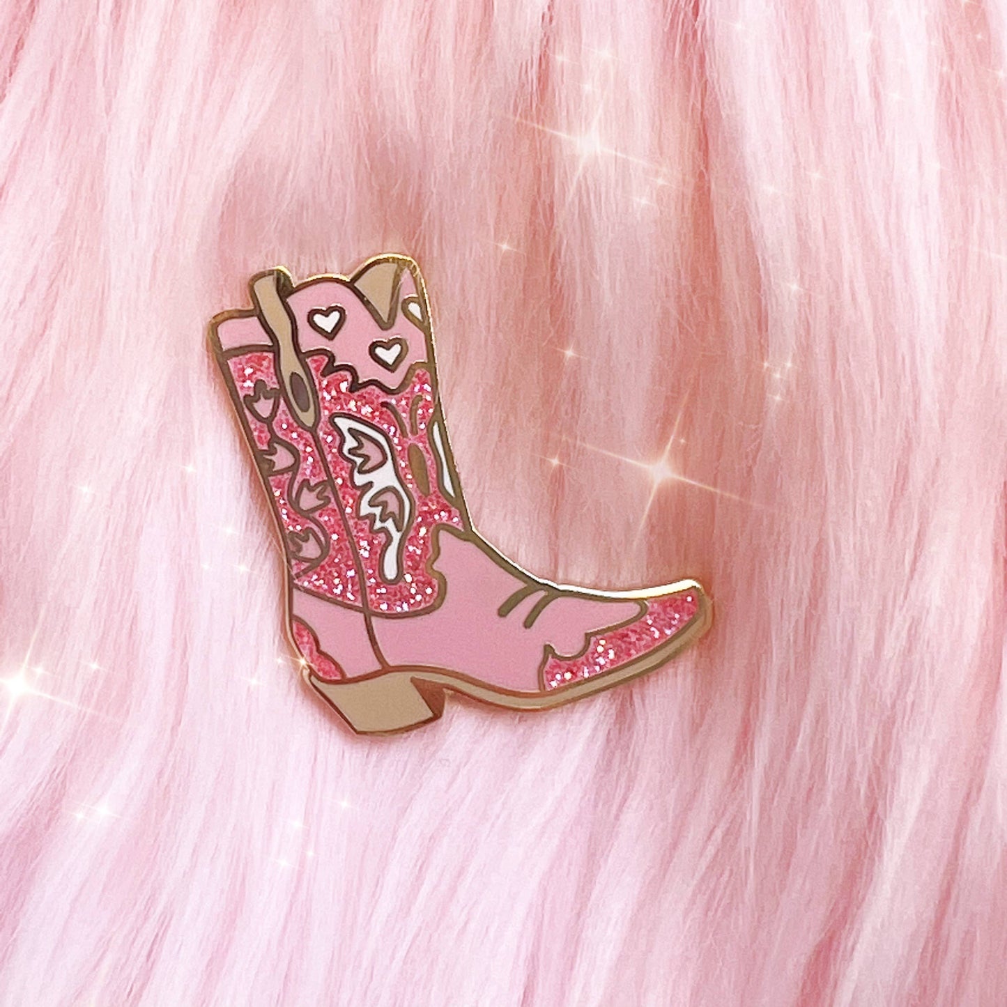 Cowgirl Boot Enamel Pin, Pink