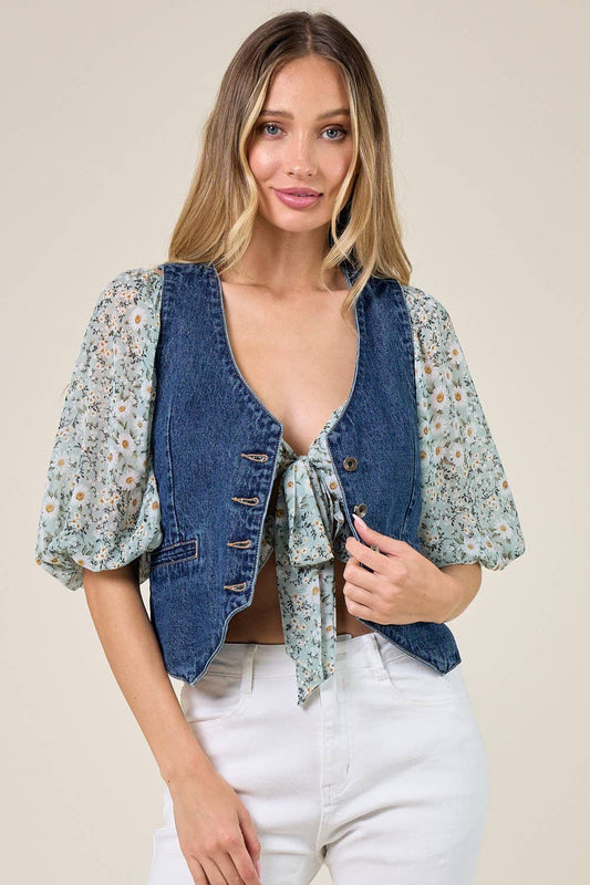 STRUCTURED DENIM VEST 6318: DENIM